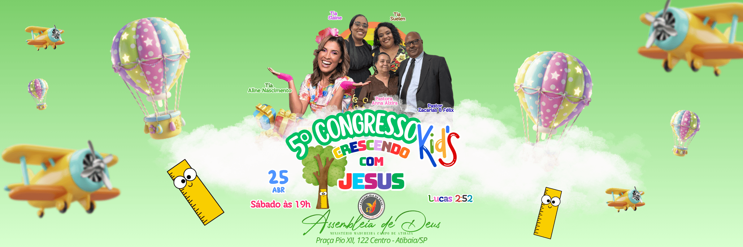 Banner do Congresso com as Crianças da AD Madureira Atibaia