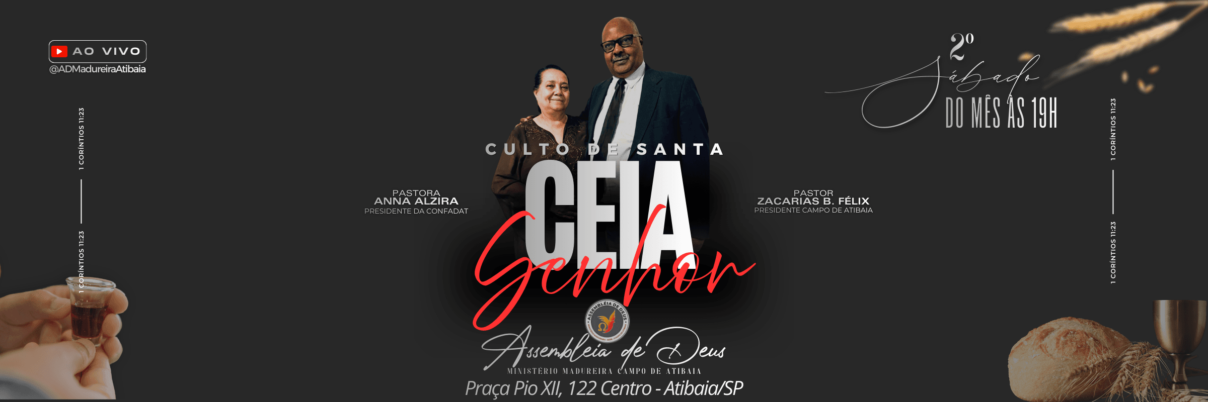 Banner do Culto de Santa Ceia da AD Madureira Atibaia