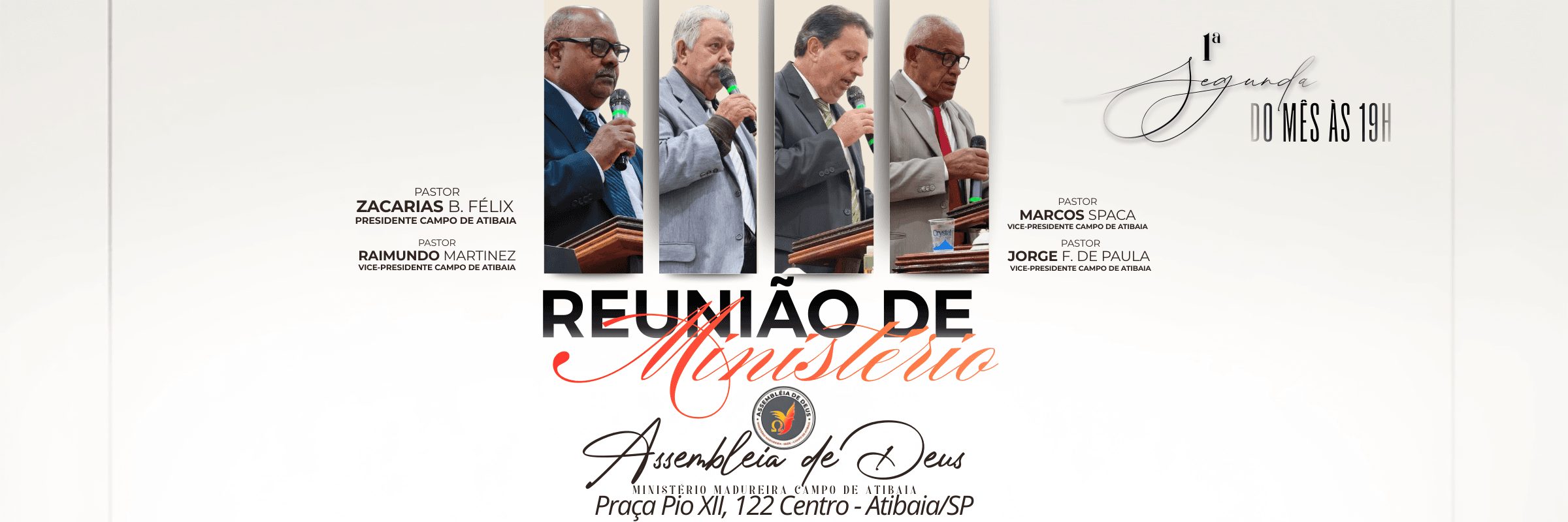 Banner da Reunião de Ministério da AD Madureira Atibaia