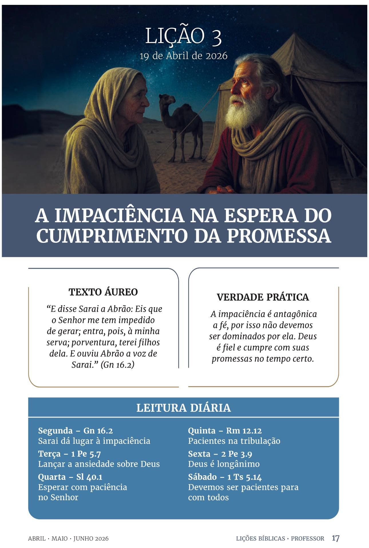 Arte da lição 3 — A Impaciência na Espera do Cumprimento da Promessa