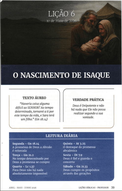 Arte da lição 6 — O Nascimento de Isaque