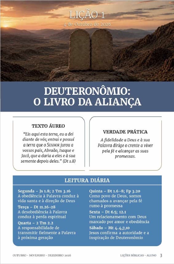 Arte da lição 1 — Deuteronômio: O Livro da Aliança