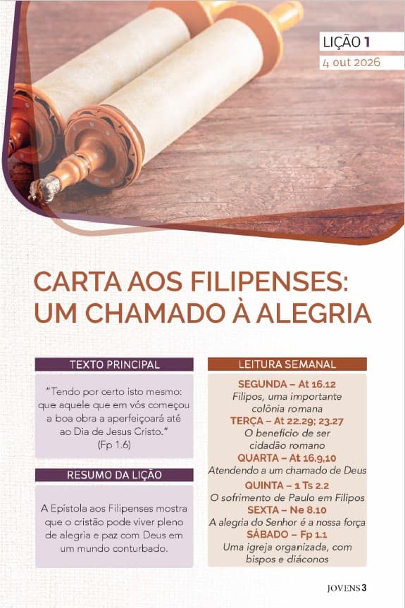 Arte da lição 1 — Carta aos Filipenses: Um Chamado à Alegria