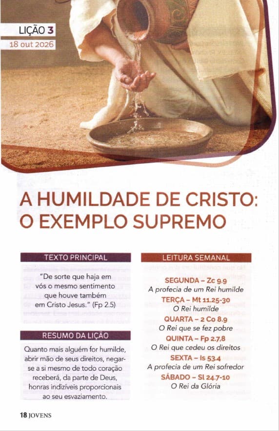 Arte da lição 3 — A Humildade de Cristo: O Exemplo Supremo