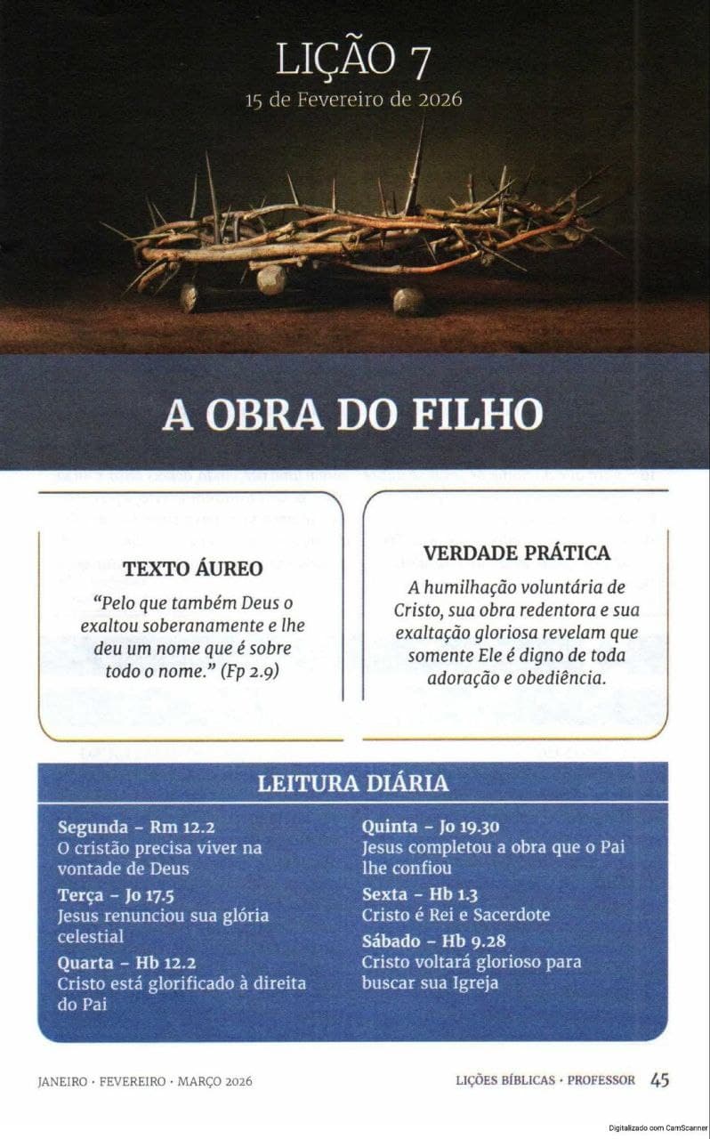 Arte da lição 7 — A Obra do Filho