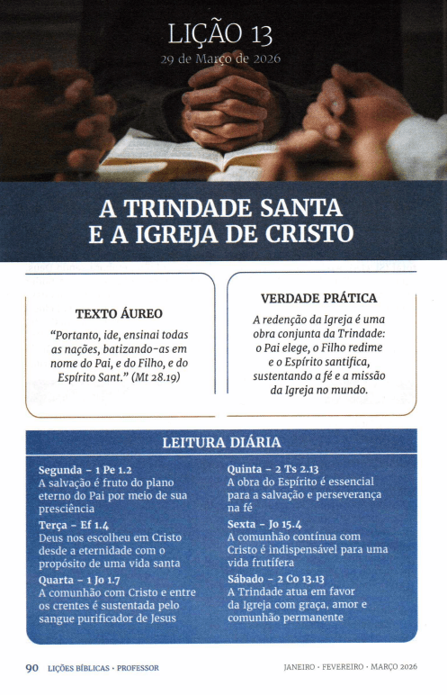 Arte da lição 13 — A Trindade Santa e a Igreja de Cristo