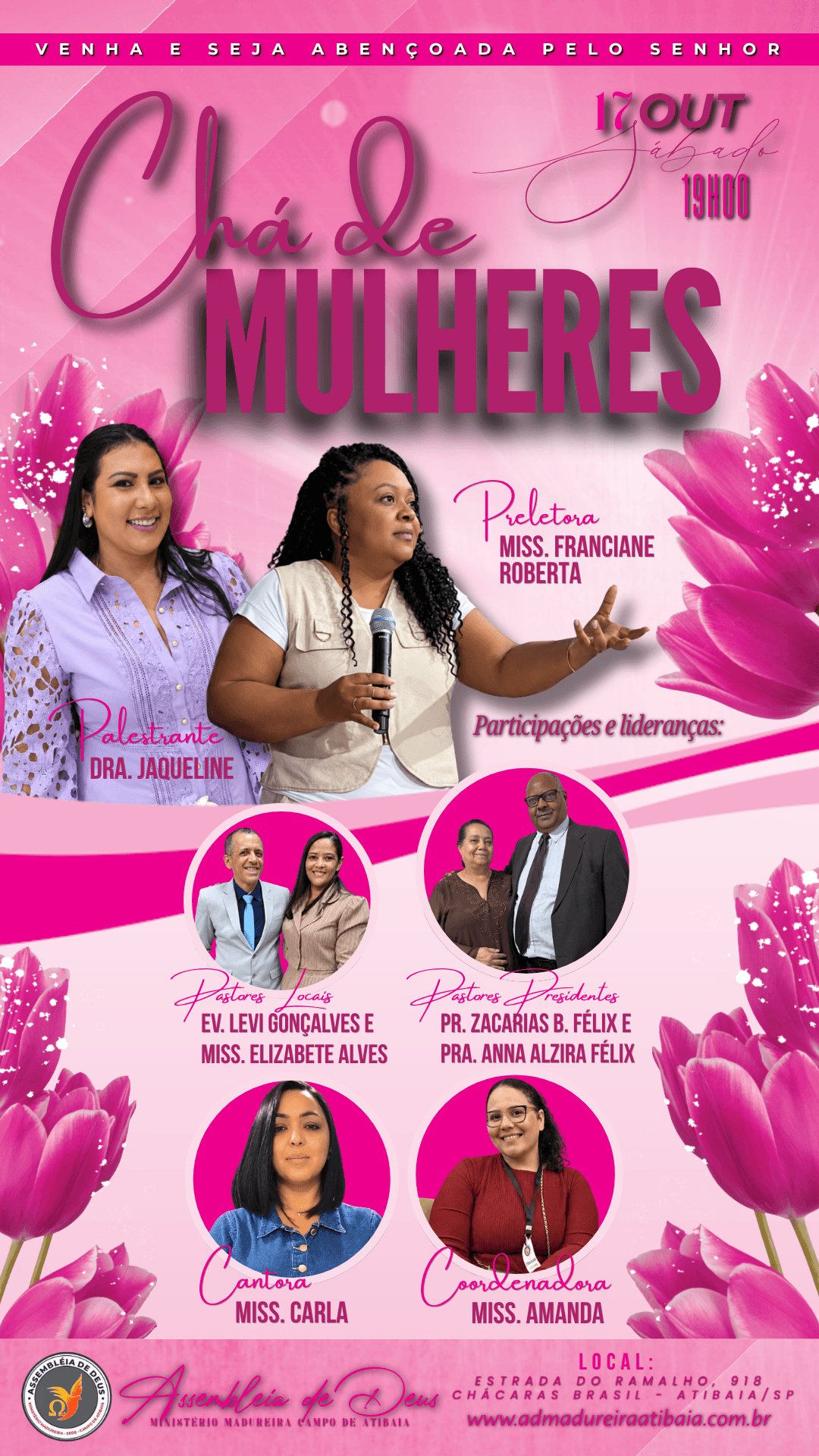 Arte do Chá de Mulheres: sábado, 17 de outubro, às 19h, na Estrada do Ramalho, 918, Chácaras Brasil, Atibaia