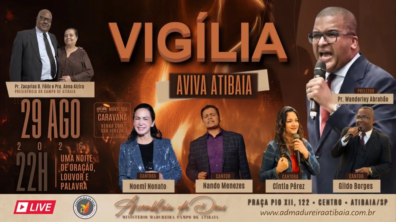 🔴 AO VIVO | VIGÍLIA AVIVA ATIBAIA 2026 — Pr. Wanderley Abrahão e convidados