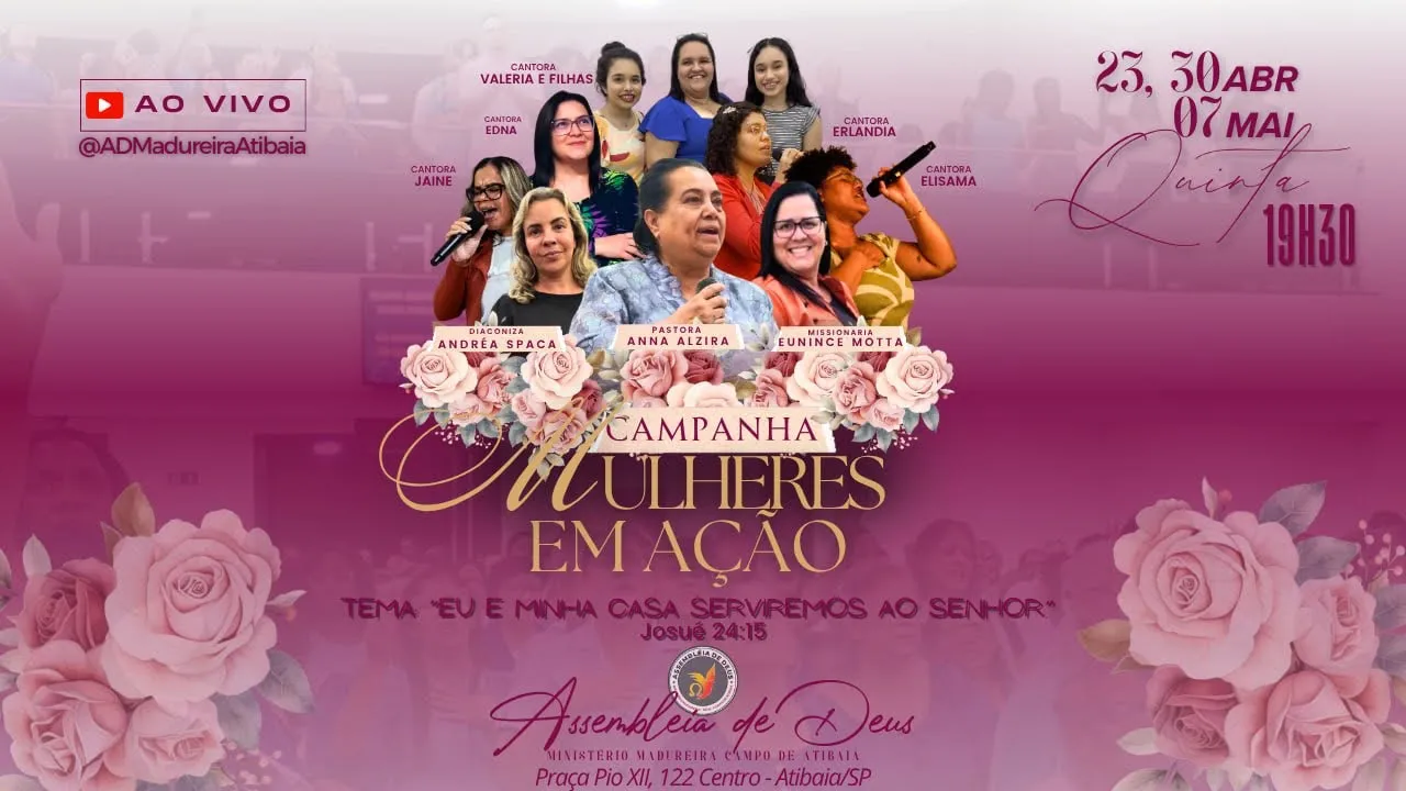 Mulheres em Ação ✨ Hoje, às 19h30. “Eu e minha casa serviremos ao Senhor.” Josué 24:15