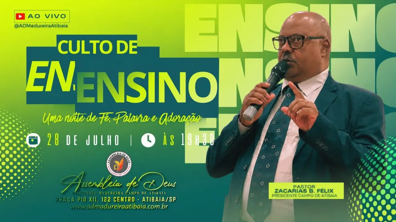 🔴 AO VIVO | Culto de Ensino | 28/07/2026 | Pr. Zacarias B. Félix