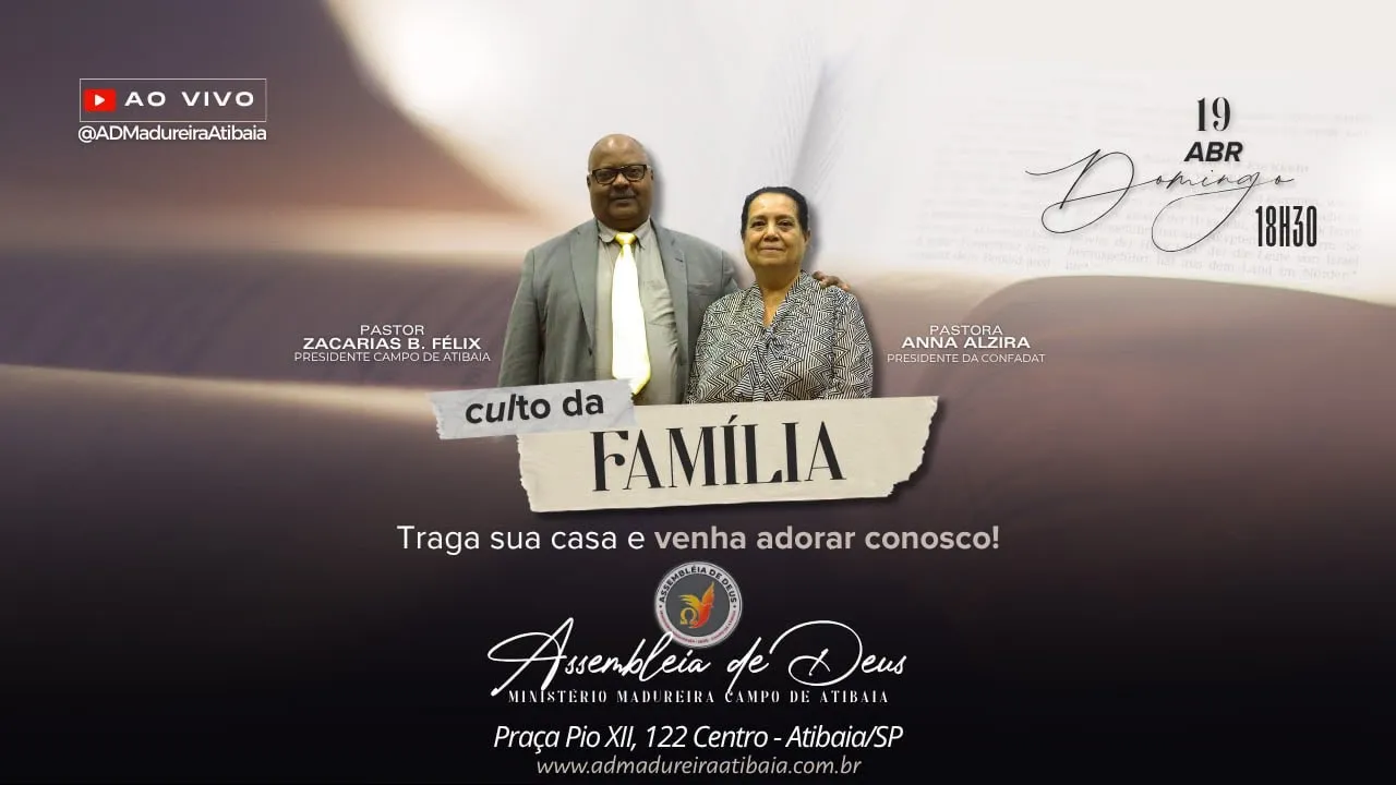 🔴 AO VIVO | Culto da Família | AD Madureira Atibaia | Hoje às 18h30