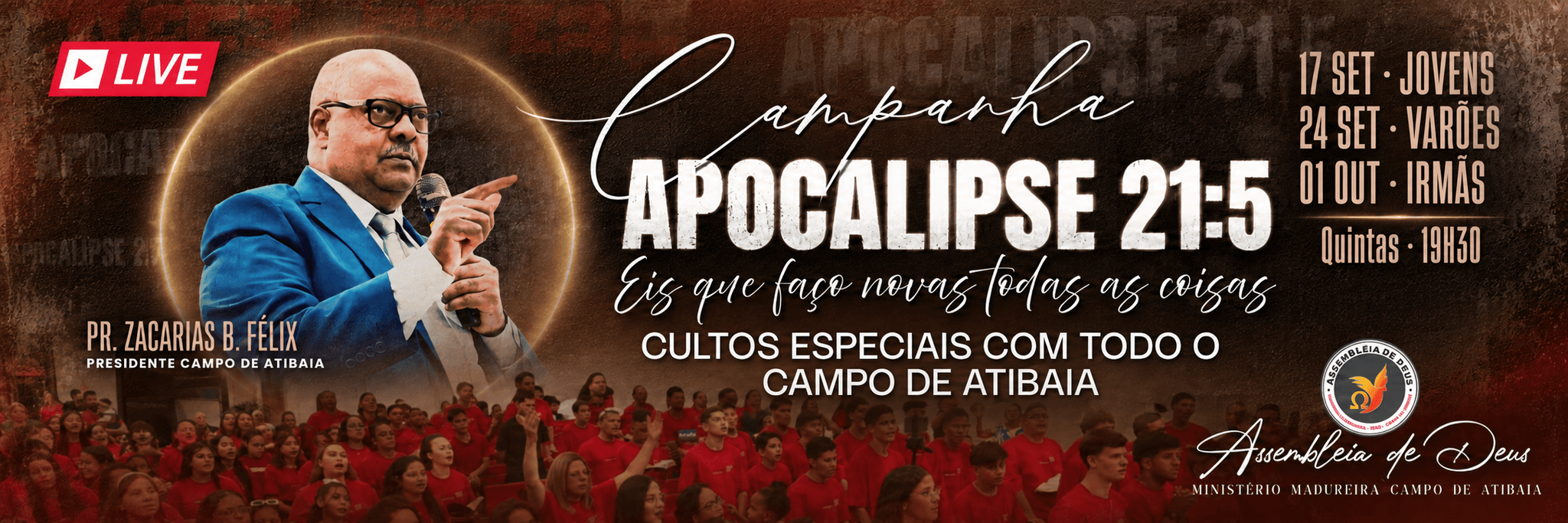 Banner da Campanha Apocalipse 21:5 da AD Madureira Atibaia