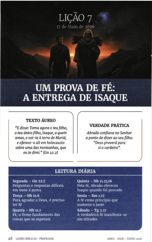 Arte da lição 7 — Uma Prova de Fé: A Entrega de Isaque