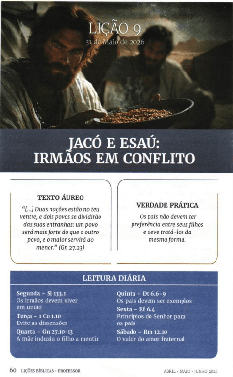 Arte da lição 9 — Jacó e Esaú: Irmãos em Conflito