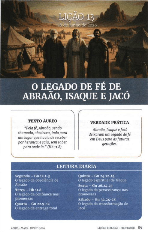 Arte da lição 13 — O Legado de Fé de Abraão, Isaque e Jacó