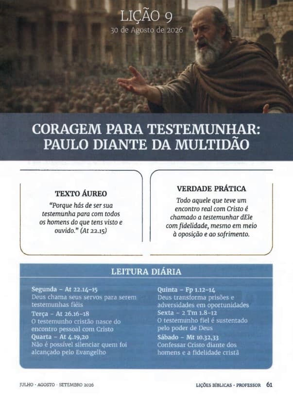 Arte da lição 9 — Coragem para Testemunhar: Paulo diante da Multidão