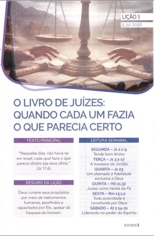 Arte da lição 1 — O Livro de Juízes: Quando Cada um Fazia o que Parecia Certo