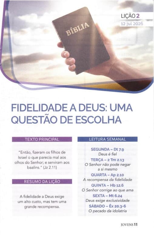 Arte da lição 2 — Fidelidade a Deus: Uma Questão de Escolha