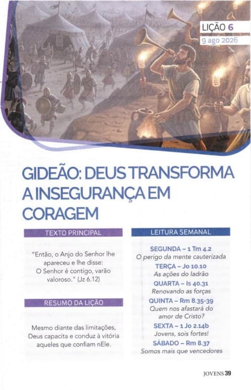 Arte da lição 6 — Gideão: Deus Transforma a Insegurança em Coragem