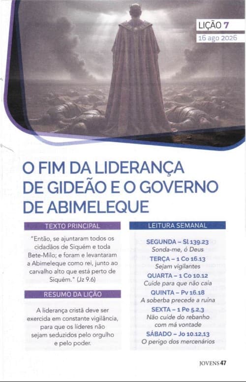 Arte da lição 7 — O Fim da Liderança de Gideão e o Governo de Abimeleque