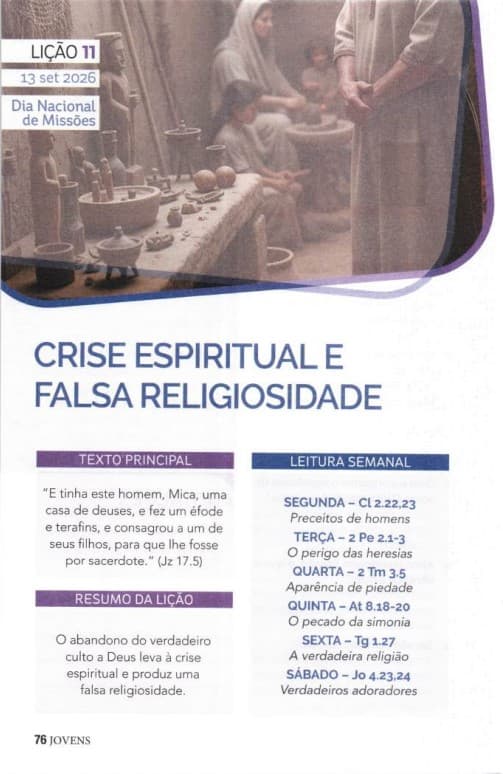 Arte da lição 11 — Crise Espiritual e Falsa Religiosidade