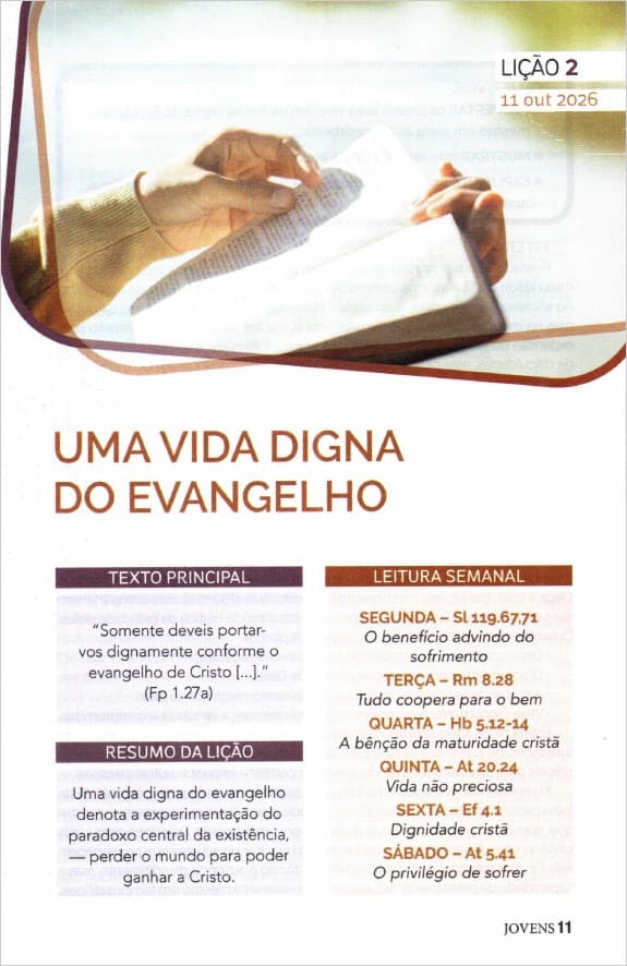 Arte da lição 2 — Uma Vida Digna do Evangelho